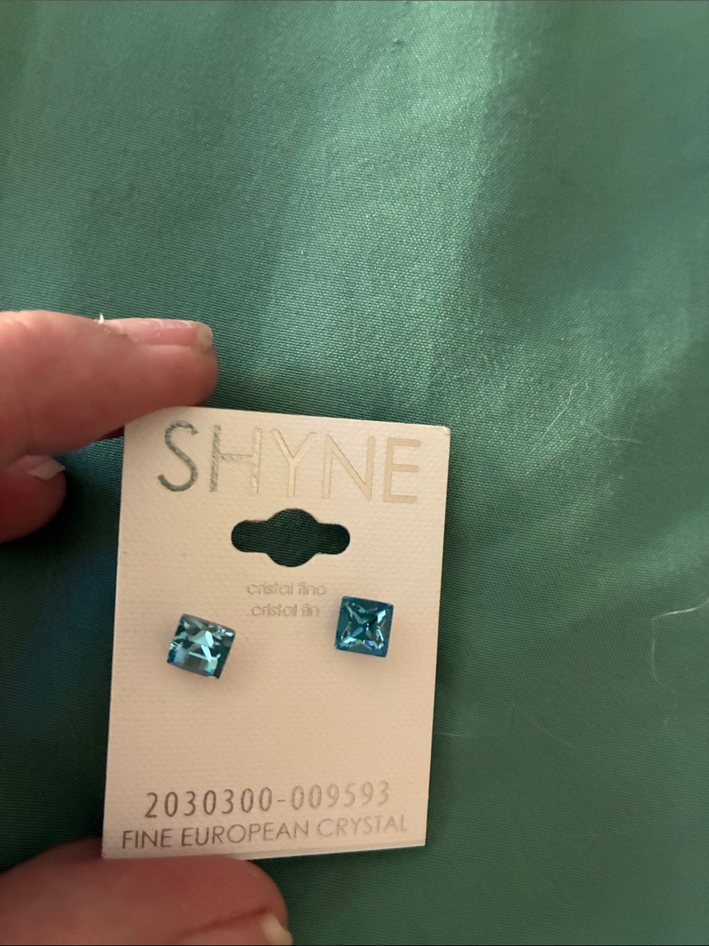 Blue Square Crystal Stud Earrings